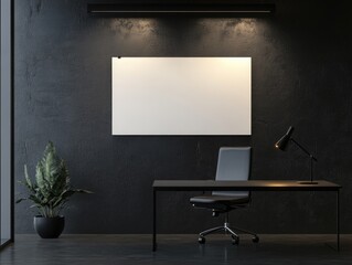 Office Desk with Laptop and Plant