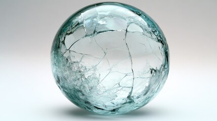 Broken glass sphere representing fragility and destruction