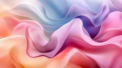 Abstract flowing waves with smooth gradient and blended pastel colors
