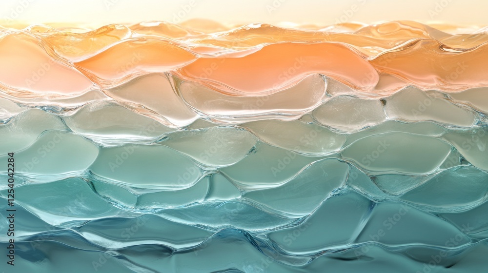 Poster abstract depiction reveals translucent layered waves with color gradients