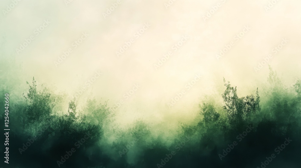 Poster trees in the forest obscured by fog and mist