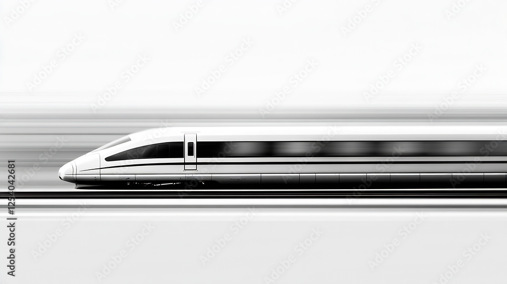 Poster elegant and futuristic high-speed train in motion captured in black and white artistry : generative 
