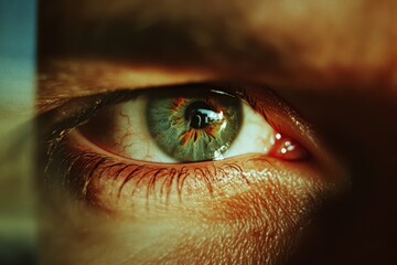 A close-up of a human eye captures a beautiful reflection, revealing hidden depths and details.