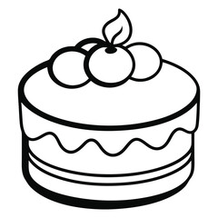 Cake Food Icon Vector Line art Design