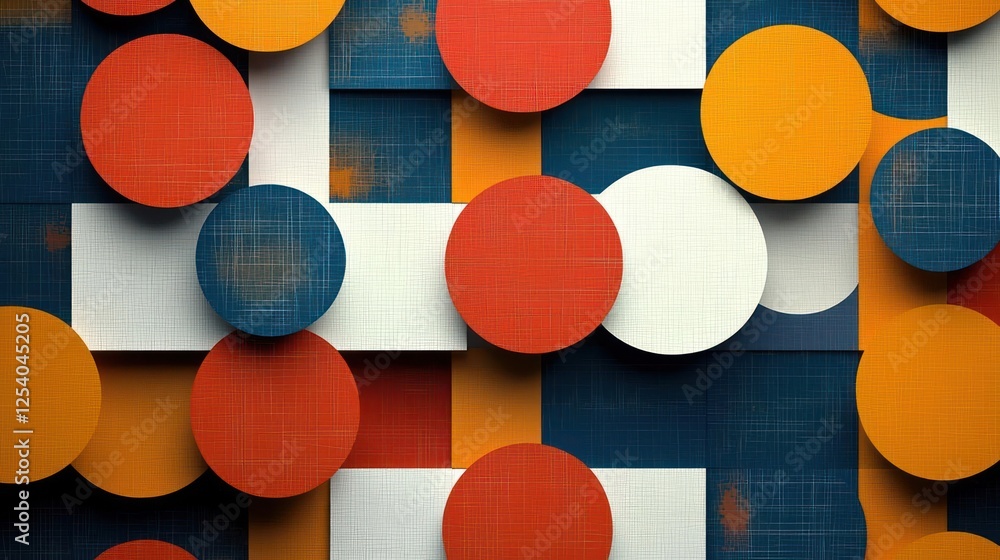 Poster abstract geometric pattern with circles and squares