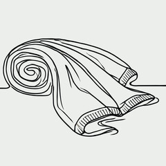 Fototapeta premium Minimalist Line Art of Rolled Towel Design for Home Décor