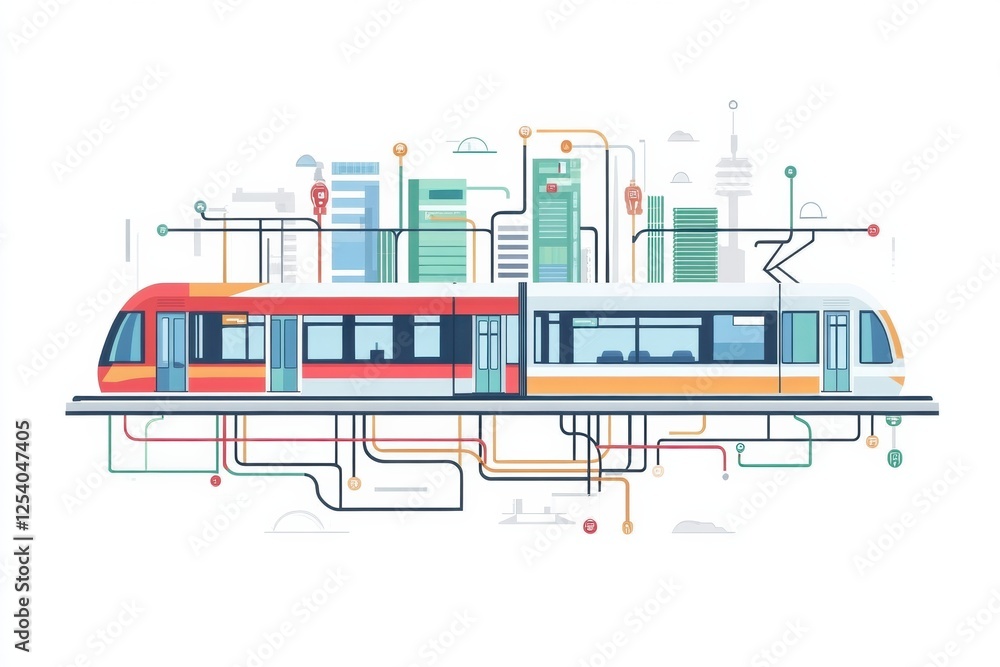Aufkleber layout of urban subway system showcasing metro stations and transportation network design. generativ