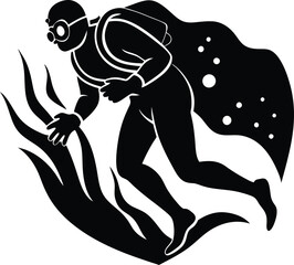 Scuba Diver Underwater Exploration Ocean Depth Marine Life Aquatic