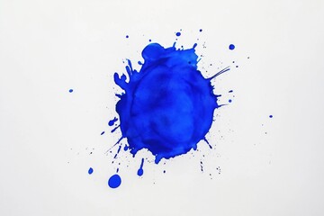 A vibrant blue paint splash creating an artistic effect on a white background.
