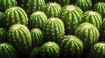 Obraz premium Desert Beauty: Green Cactus with Spines and Thorns – Ideal for Eco-friendly Xeriscaping and Botanical Home Decor