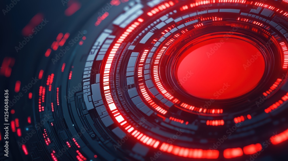 Aufkleber abstract red neon circle design for digital background or interface
