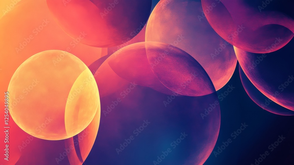 Poster abstract vibrant orbs and circles overlap each other visually