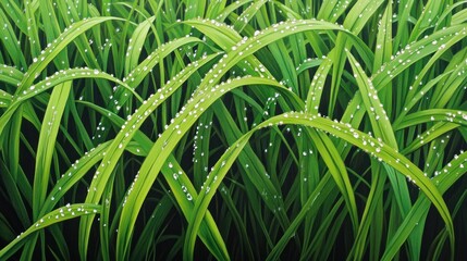Fototapeta premium Morning Dew on Lush Green Blades of Grass