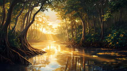 vibrant mangrove forest ecosystem