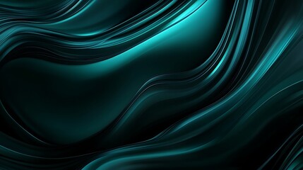 Fototapeta premium Teal abstract waves, dark background