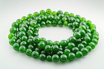 Green Glass Beads Close Up