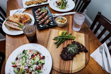 Restaurant table with meal prepared