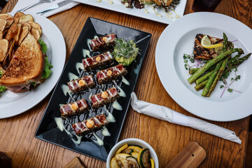 View of appetizer on table with meal