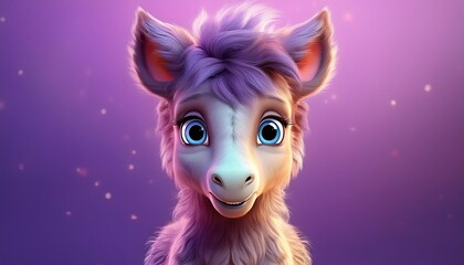 Niedliches Fohlen, lila Hintergrund