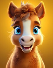 Niedliches Fohlen, gelber Hintergrund