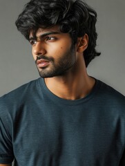 Obraz premium Man with beard wearing black shirt