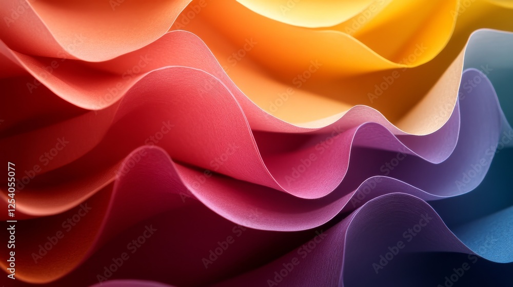 Poster wavy colorful paper creating an abstract gradient background texture