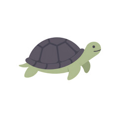 Flat Icon of a Turtle with Rounded Shapes and Smooth Lines