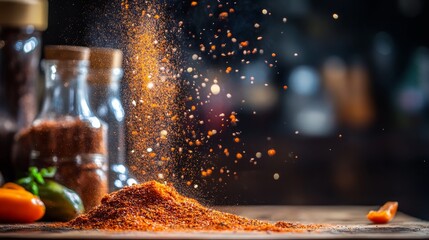 Dynamic spice explosion with vibrant colors
