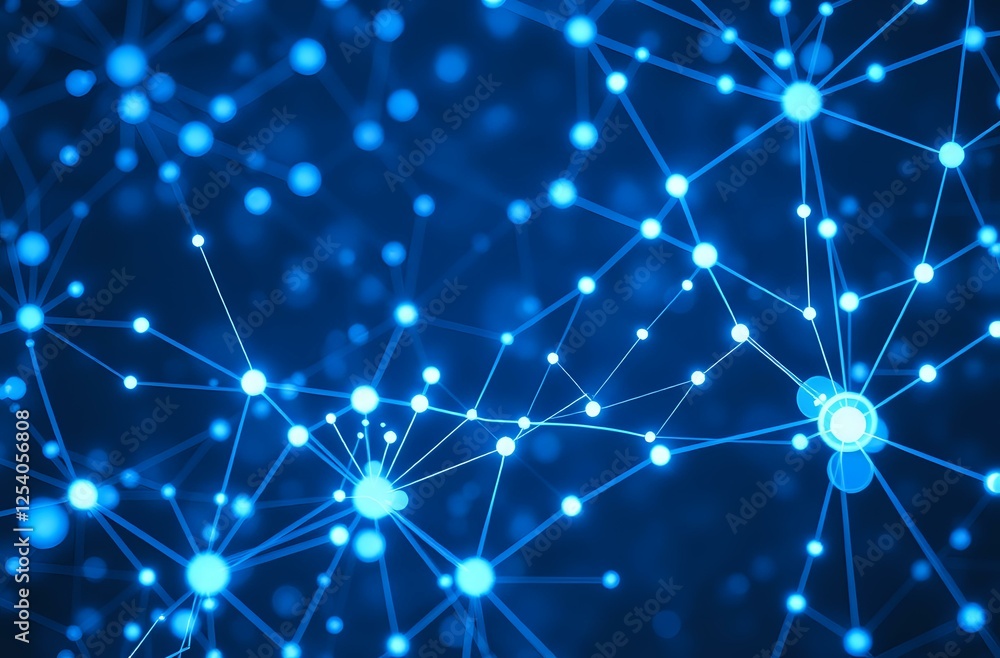 Poster abstract interconnected nodes design: dynamic lines and angles creating depth (3:2 aspect ratio)