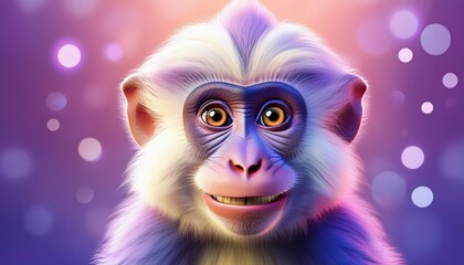 Fototapeta premium Mandrill, lila Hintergrund