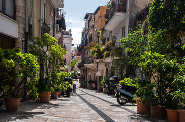 Taormina, Italy. A narrow street in the old town