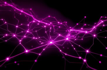 Abstract Digital Network Artwork with Vibrant Purple Glows | Modern Futuristic Design