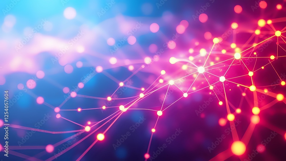 Poster abstract intricate node design with glowing neon colors