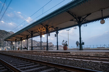 Naklejka premium Taormina Giardini Naxos railway station, Sicily, Italy
