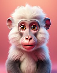 Mandrill, rosa Hintergrund