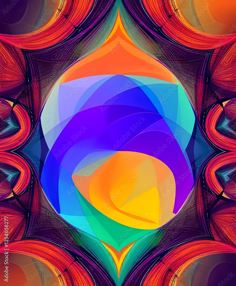 Poster abstract algorithmic art: vibrant geometric patterns