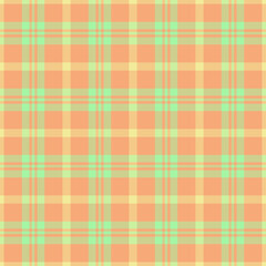 Stylish texture vector seamless, diwali plaid textile background. Short pattern tartan fabric check in lime and orange colors.