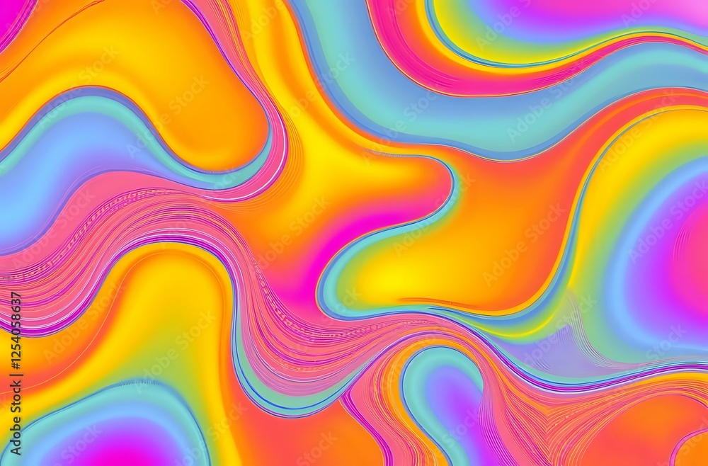 Poster vibrant algorithmic abstract art - dynamic swirling patterns