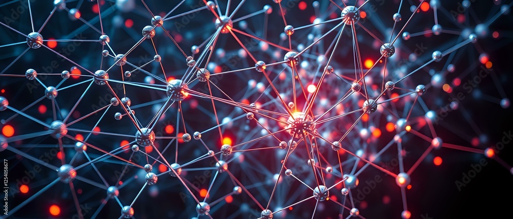 Poster cyberpunk neural networks: dimensional design with neon glow