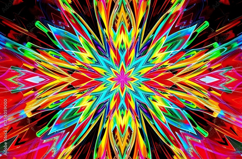 Poster vibrant abstract pattern of intricate lines and shapes