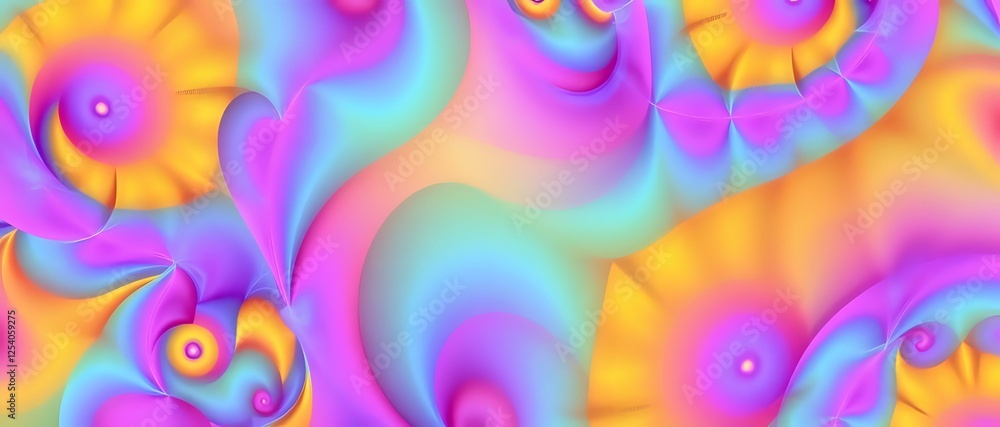 Poster abstract algorithmic art with vibrant swirling patterns
