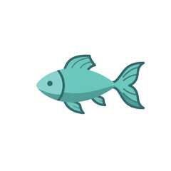 Minimal Flat Icon of a Fish with Fins and a Tail