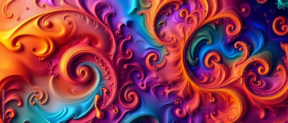 Poster vibrant abstract fractal design with swirling patterns