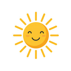 Minimal Flat Icon of Sun with Smiling Face