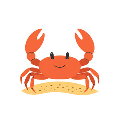 Minimal Flat Icon of a Crab on the Shore