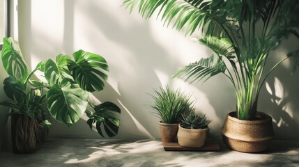 Indoor potted plants in soft natural lighting