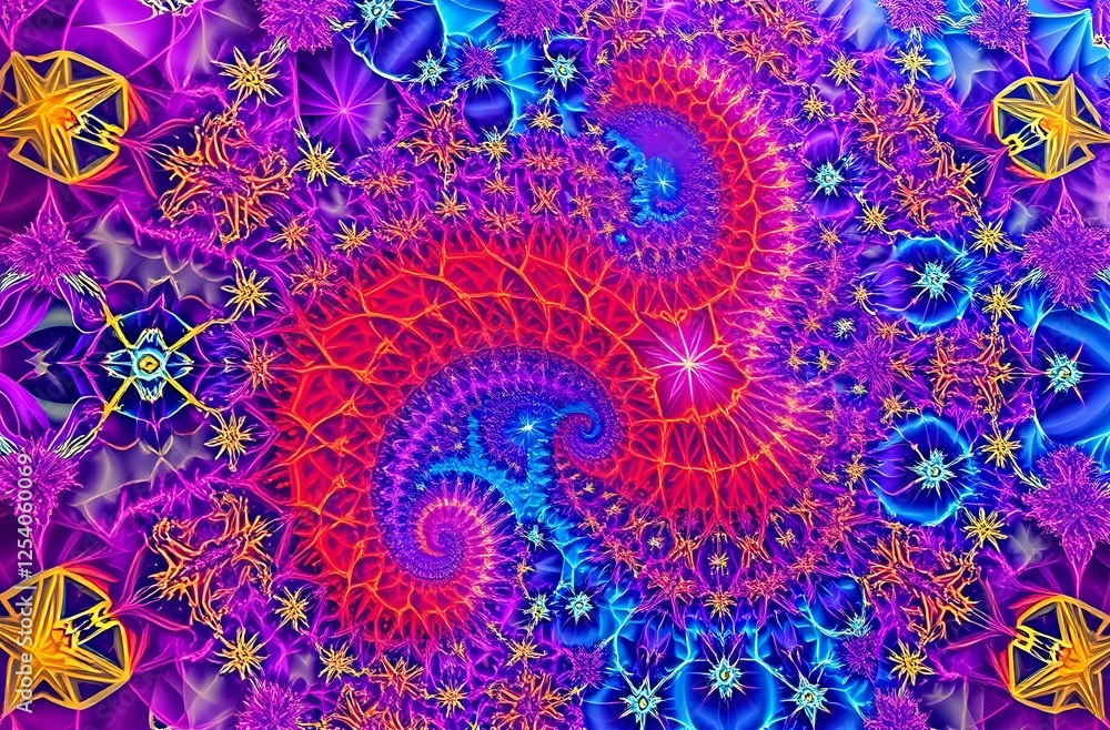Poster vibrant algorithmic fractal design - abstract geometric patterns