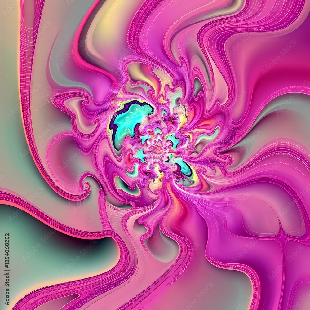 Poster abstract digital artwork with fluid lines and swirling patterns