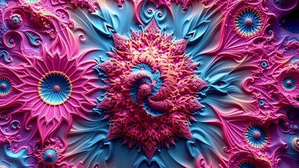 Abstract Digital Art with Vibrant Flower Design