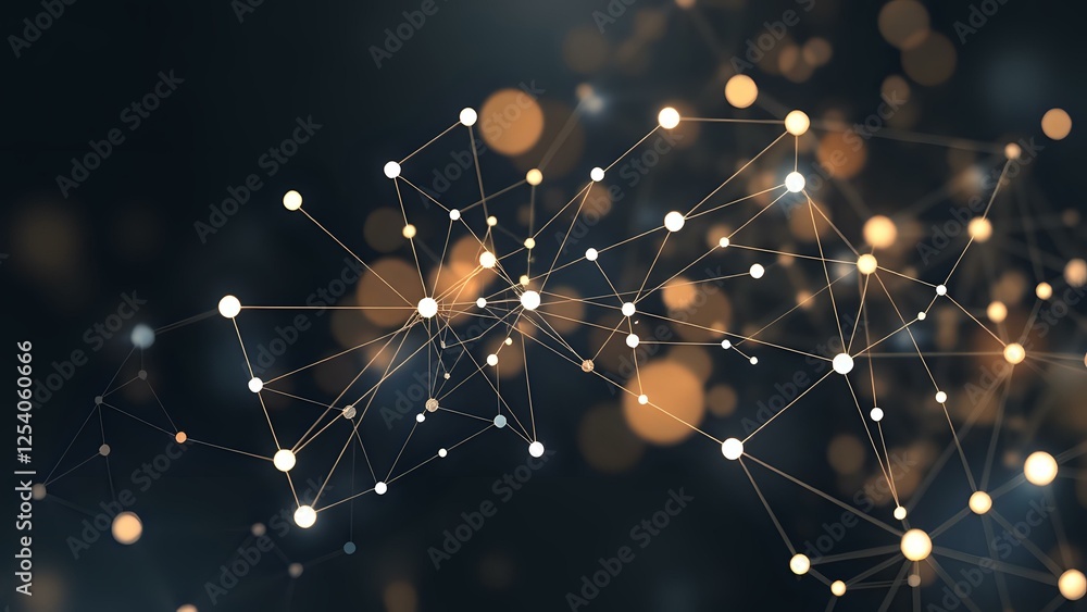 Poster abstract technology constellation: neural networks in data flow